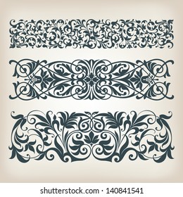 vector set vintage ornate border frame filigree with retro ornament pattern in antique baroque style arabic decorative calligraphy design