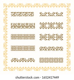 Vector set vintage ornate border frame with retro ornament