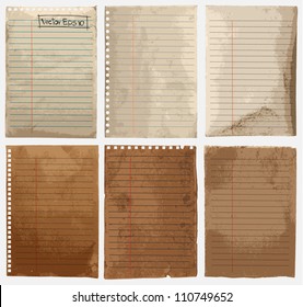 Vector set: Vintage paper designs (paper sheets, lined paper and note paper)