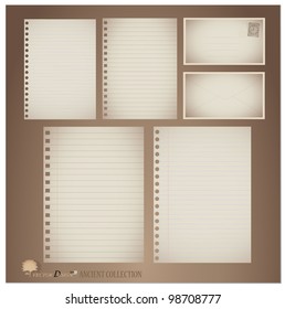 Vector set: Vintage paper designs (paper sheets, lined paper and envelopes)