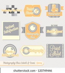 Vector Set: Vintage Photography Class Labels and Icons