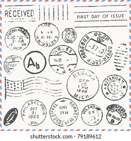 Vector Set: Vintage Postage Stamps