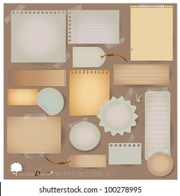 Vector set: Vintage postcard, and blank paper designs. (variety of scraps for your layouts or scrapbooking projects)