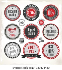 Vector set of vintage PREMIUM QUALITY labels