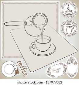 vector set of vintage retro coffee badges and labels