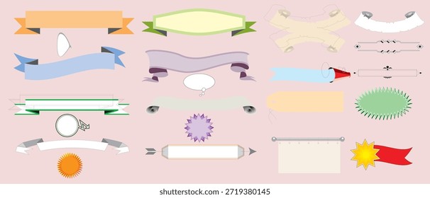 Conjunto de Vector de etiquetas retro vintage, Anuncios, cintas, marcos y Elementos de diseño decorativos en ilustración de estilo clásico.