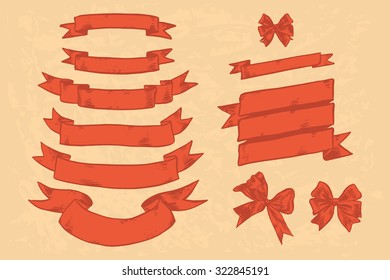 Vector set with vintage ribbons