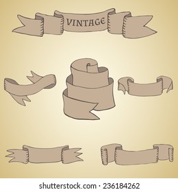 vector set of vintage ribbons and banners