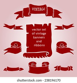 vector set of vintage ribbons and banners