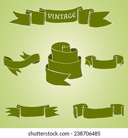 vector set of vintage ribbons and banners