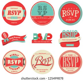 etiqueta RSVP vintage de conjunto de vectores