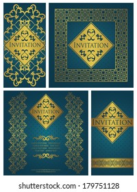Vector set. Vintage seamless background with polka dots. Vintage frame. Luxury design            