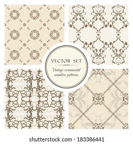 Vector set of vintage seamless ornamental patterns 