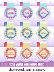 vector set of vintage selling badges