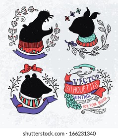 vector set of vintage silhouettes