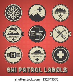 Vector Set: Vintage Ski Patrol Labels and Icons