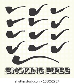 Vector Set: Vintage Smoking Pipes