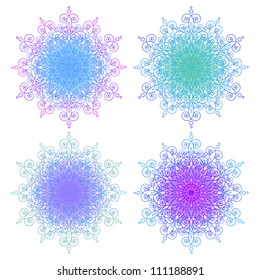 Vector set with vintage snowflakes