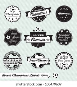 Vector Set: Vintage Soccer Champions Labels