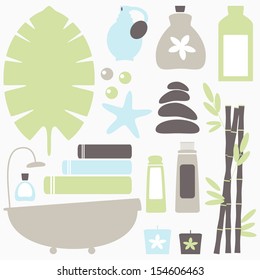 Vector set of vintage spa icons.