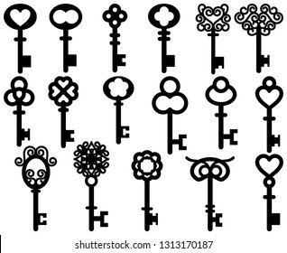 Vector Set Handdrawn Antique Keys Illustration Stock Vector (Royalty ...