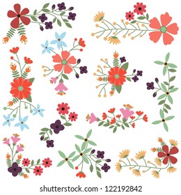 Vector Set of Vintage Style Flower Clusters