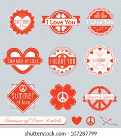 Vector Set: Vintage Summer of Love Labels
