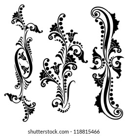 vector set vintage swirling floral elements