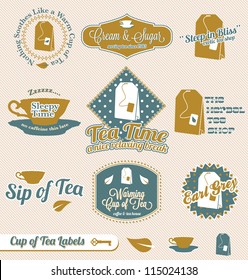 Vector Set: Vintage Tea Time Labels and Stickers