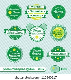 Vector Set: Vintage Tennis International Champion Labels