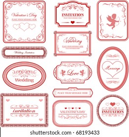 Vector set: vintage valentines day and wedding labels