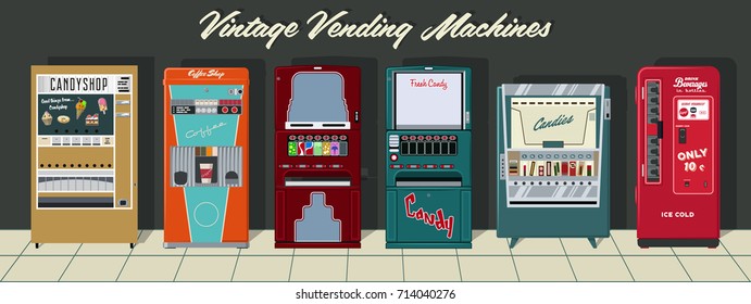 Vector Set of Vintage Vending Machines