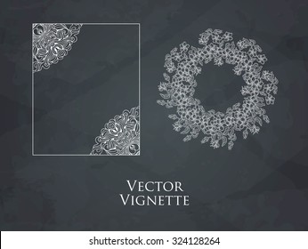 Vector set of vintage vignettes in Victorian style. Ornate element for design. Ornamental pattern for wedding invitations, birthday and greeting cards. Set of vignettes and decoration for pages.