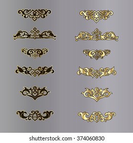 Vector set of vintage vignettes in Victorian style
