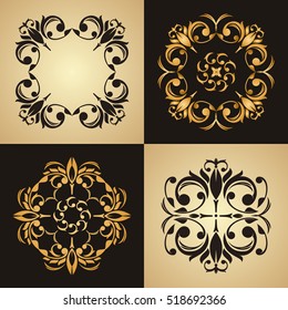 Vector set of vintage vignettes in Victorian style. Ornate element for design. Ornamental patterns for wedding invitations, birthday and greeting cards.