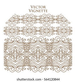 Vector set of vintage vignettes in Victorian style. Ornate element for design. Ornamental pattern for wedding invitations, birthday and greeting cards. Set of vignettes and decoration for pages.