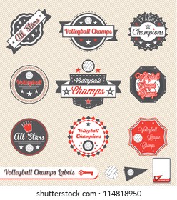 Vector Set: Vintage Volleyball League Champs Labels