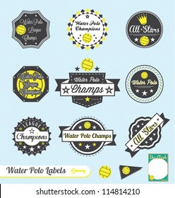 Vector Set: Vintage Water Polo League Champs Labels and Stickers