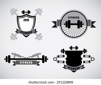 Vector Set Vintage Weight Lifting Labels and Stickers 