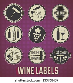 Vector Set: Vintage Wine Labels and Icons