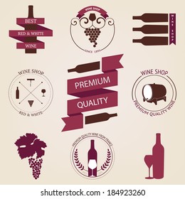 Vector set of vintage Wine Labels with graphic design.