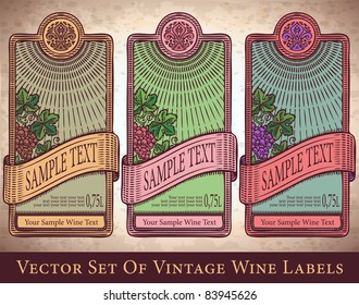 Vector Set Of Vintage Wine Labels