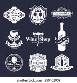 Vector set of vintage wine logo. Retro wine icons collection.