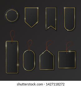 Vector set VIP black tags with golden frame.Premium label template.  