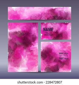 Vector set visual corporate identity with hand-painted background. set of business brand stationery design template. banner, business card, invitation, greeting card and postcard.