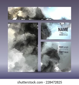Vector set visual corporate identity with hand-painted background. set of business brand stationery design template. banner, business card, invitation, greeting card and postcard.