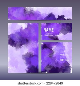 Vector set visual corporate identity with hand-painted background. set of business brand stationery design template. banner, business card, invitation, greeting card and postcard.