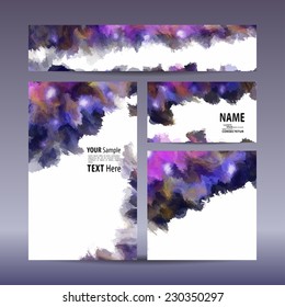 Vector set visual corporate identity with hand-painted background. set of business brand stationery design template. banner, business card, invitation, greeting card and postcard.