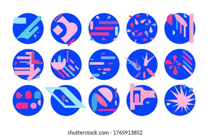 Vector set of vividly trendy colored abstract elements for logos, icons or decorations on a white background