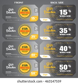 Vector set of vouchers to promote sales with labels and various discounts.